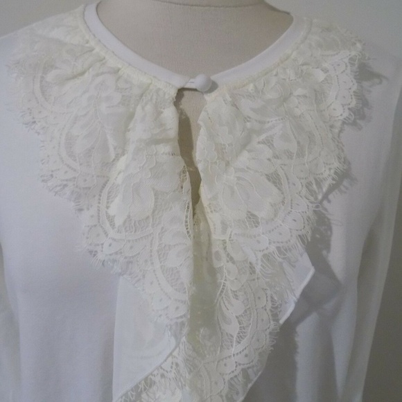 CAbi White Ruffled Bib Collar Blouse - Picture 2 of 3